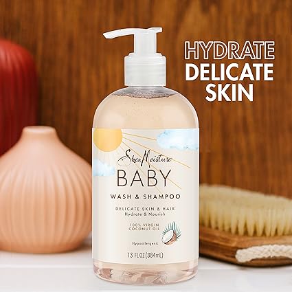 Coconut Oil Baby Wash and Shampoo by Shea Moisture for Kids - 13 oz Body Wash